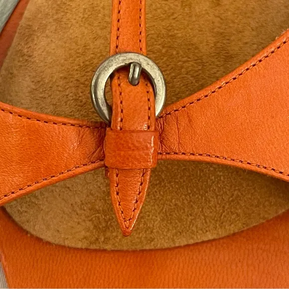Sigerson Morrison Leather Strappy Sandals 8 in Fire Orange