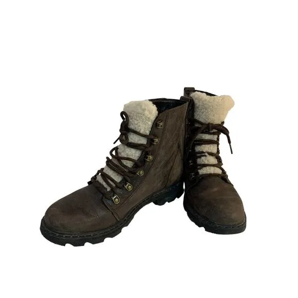 Size 10 Sorel Womens Lennox Lace Up Brown Leather Chelsea Boots