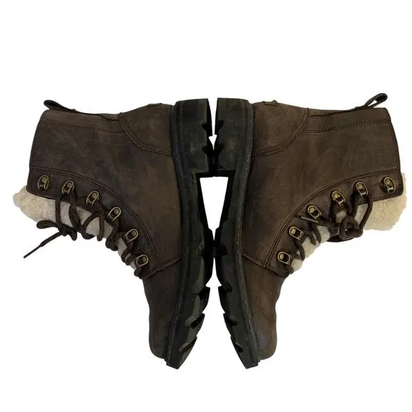 Size 10 Sorel Womens Lennox Lace Up Brown Leather Chelsea Boots