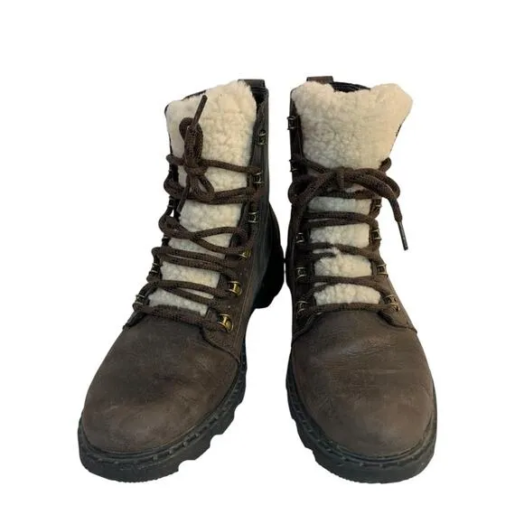 Size 10 Sorel Womens Lennox Lace Up Brown Leather Chelsea Boots