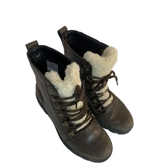 Size 10 Sorel Womens Lennox Lace Up Brown Leather Chelsea Boots