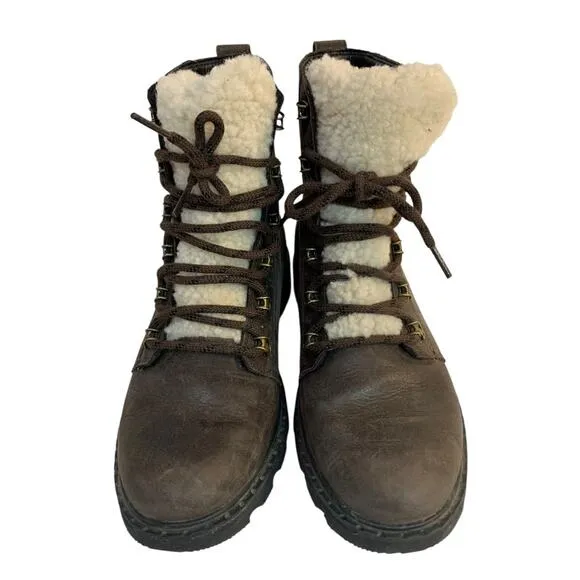 Size 10 Sorel Womens Lennox Lace Up Brown Leather Chelsea Boots
