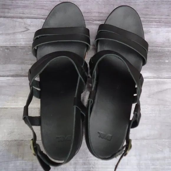 SIZE 11. TEVA leather strap wedge sandals.