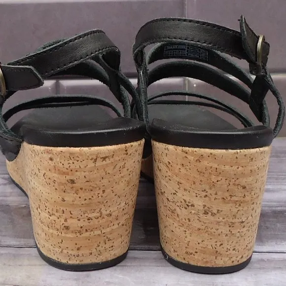SIZE 11. TEVA leather strap wedge sandals.