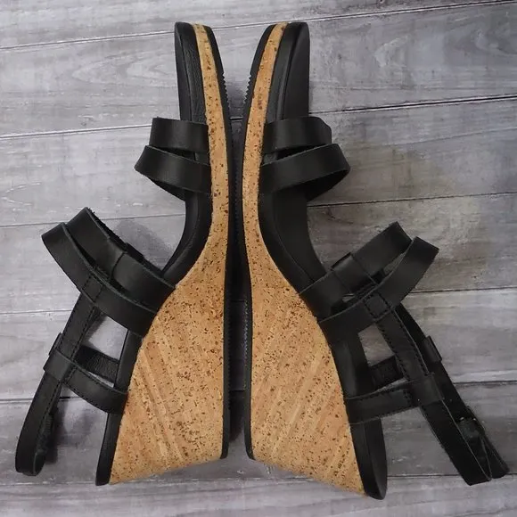 SIZE 11. TEVA leather strap wedge sandals.