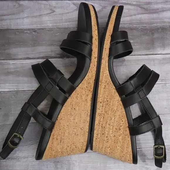 SIZE 11. TEVA leather strap wedge sandals.