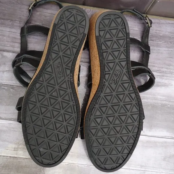 SIZE 11. TEVA leather strap wedge sandals.