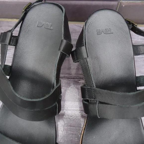 SIZE 11. TEVA leather strap wedge sandals.