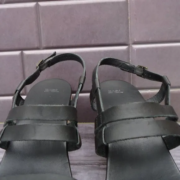 SIZE 11. TEVA leather strap wedge sandals.