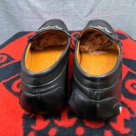 Size 12D Allen Edmonds &quot;SEBASTIAN&quot; Leather BIT Driving Loafers Black