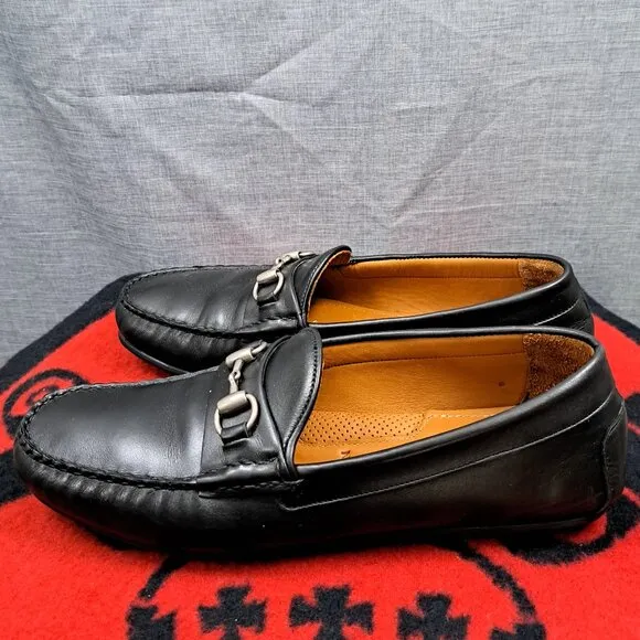 Size 12D Allen Edmonds &quot;SEBASTIAN&quot; Leather BIT Driving Loafers Black
