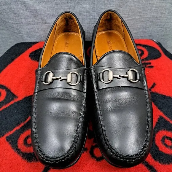 Size 12D Allen Edmonds &quot;SEBASTIAN&quot; Leather BIT Driving Loafers Black