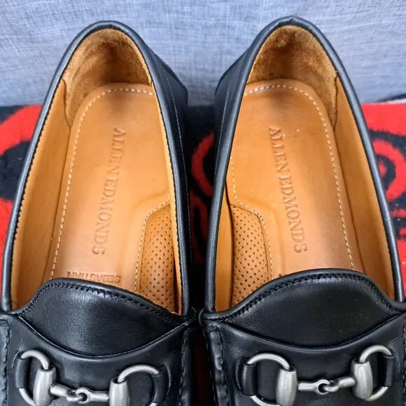 Size 12D Allen Edmonds &quot;SEBASTIAN&quot; Leather BIT Driving Loafers Black