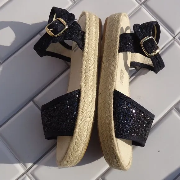 SIZE 32. Crewcuts glitter sparkle espadrille sandals.