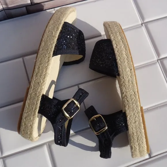 SIZE 32. Crewcuts glitter sparkle espadrille sandals.