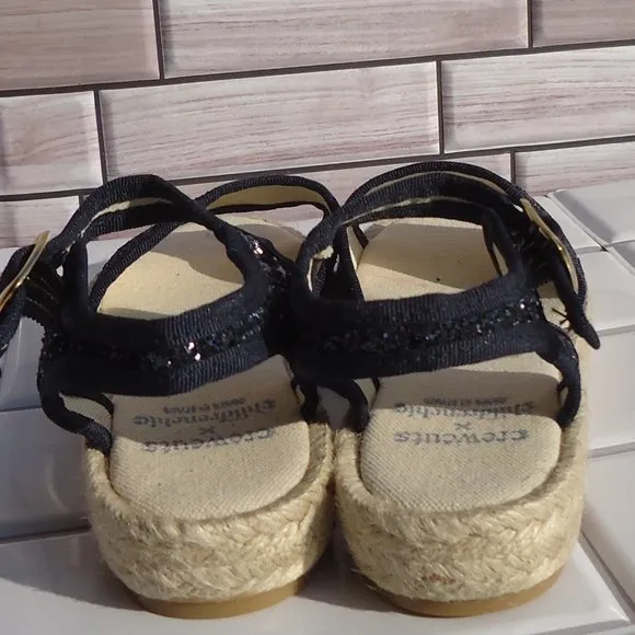 SIZE 32. Crewcuts glitter sparkle espadrille sandals.