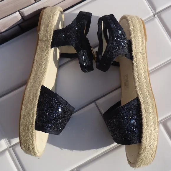 SIZE 32. Crewcuts glitter sparkle espadrille sandals.
