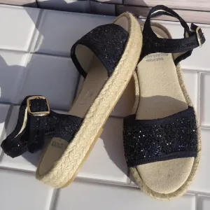 SIZE 32. Crewcuts glitter sparkle espadrille sandals.