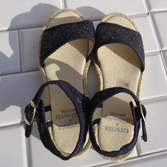 SIZE 32. Crewcuts glitter sparkle espadrille sandals.