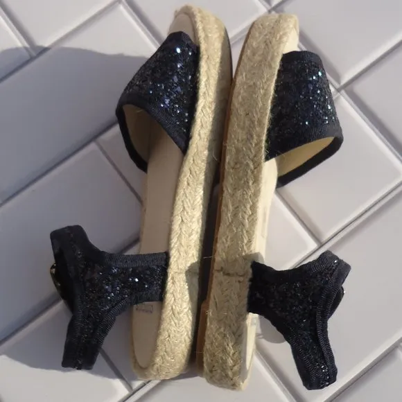 SIZE 32. Crewcuts glitter sparkle espadrille sandals.