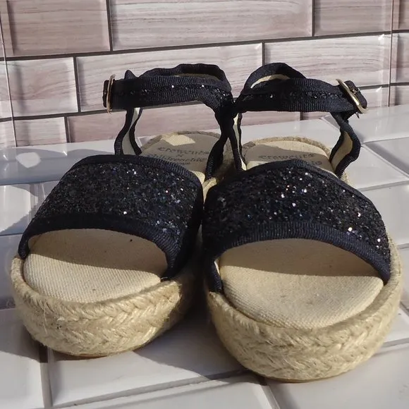 SIZE 32. Crewcuts glitter sparkle espadrille sandals.
