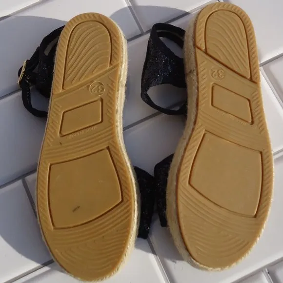 SIZE 32. Crewcuts glitter sparkle espadrille sandals.