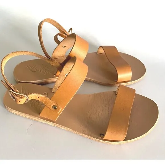 size 37 Ancient Greek Clio double ban sandals‎ tan/beige leather ankle strap