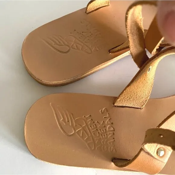 size 37 Ancient Greek Clio double ban sandals‎ tan/beige leather ankle strap