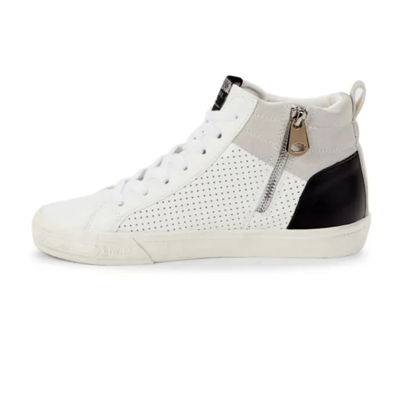SIZE 6 Vintage Havana Women’s High Top Glitter Leather White and Black Sneakers