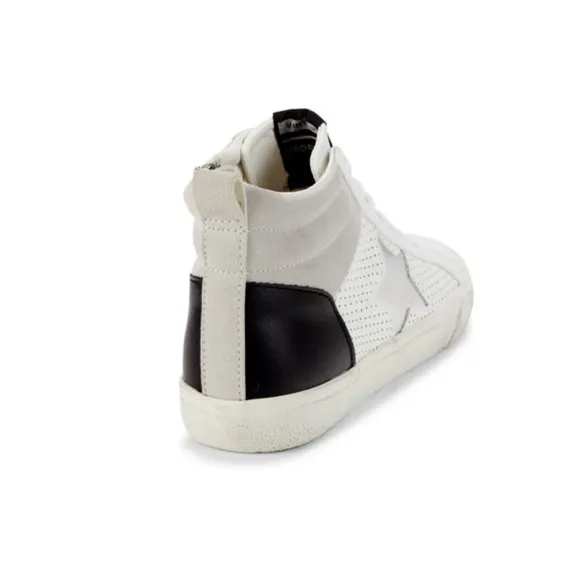 SIZE 6 Vintage Havana Women’s High Top Glitter Leather White and Black Sneakers
