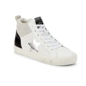 SIZE 6 Vintage Havana Women’s High Top Glitter Leather White and Black Sneakers