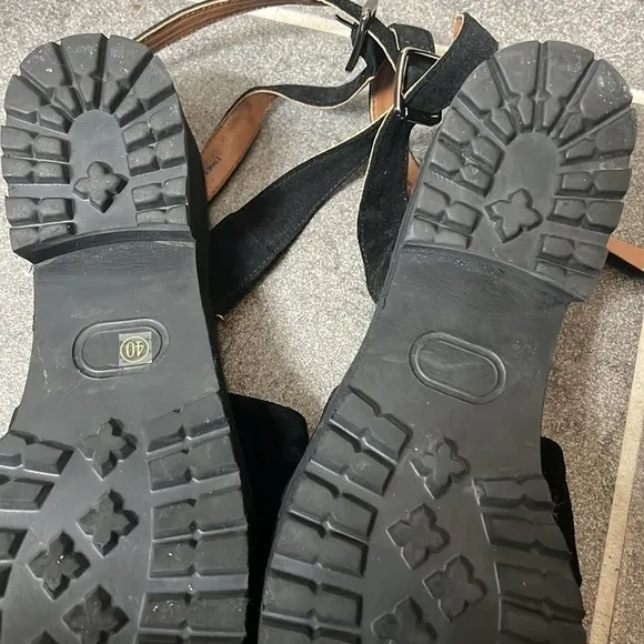 Size 9 Free People women’s Essex Chunky‎ platform suede Black Strap Sandals