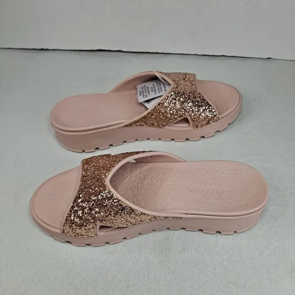 Skechers Foamies Arch Fit Thong Sandals Womens 9 Pink Rose Glitter Slip-on
