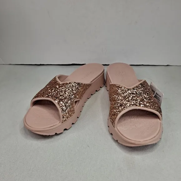 Skechers Foamies Arch Fit Thong Sandals Womens 9 Pink Rose Glitter Slip-on