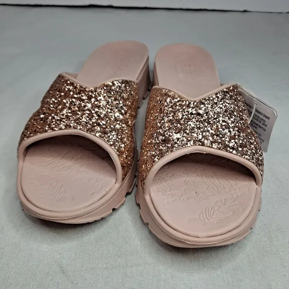 Skechers Foamies Arch Fit Thong Sandals Womens 9 Pink Rose Glitter Slip-on
