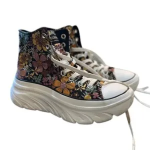 SKECHERS Funky Street Flower Lane High Top Sneakers Vegan Floral Women's 6.5