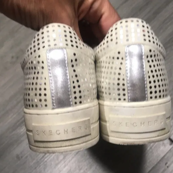 Skechers Platform Street Rise Fit Uplift Disco Dreams Cream Sparkle Sneakers