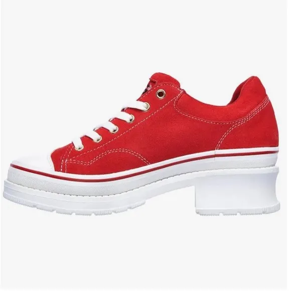 Skechers Retro Red Heartbeats Softy Heeled Sneakers Size 9