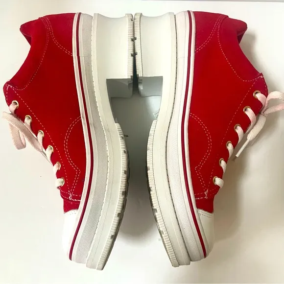 Skechers Retro Red Heartbeats Softy Heeled Sneakers Size 9
