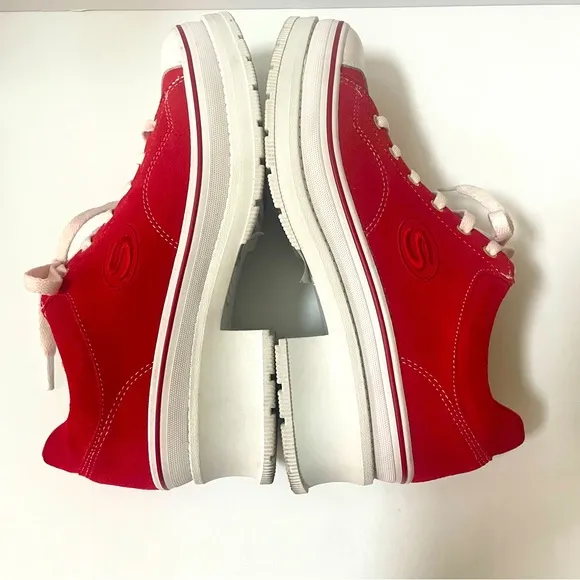 Skechers Retro Red Heartbeats Softy Heeled Sneakers Size 9