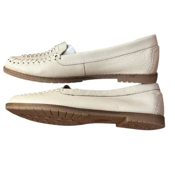 Sofft Cream White Woven Leather Grip Bottom Huarache Style Loafers Size 6.5 New!