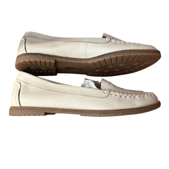 Sofft Cream White Woven Leather Grip Bottom Huarache Style Loafers Size 6.5 New!