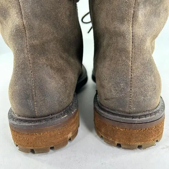 Sofft Lilia Women's Olive Suede Lace-Up Boot US 10 M Side Zip Combat Ankle Boots