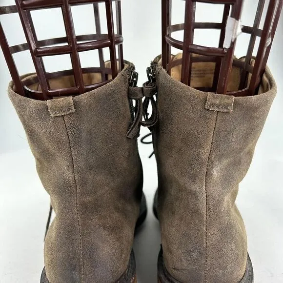 Sofft Lilia Women's Olive Suede Lace-Up Boot US 10 M Side Zip Combat Ankle Boots