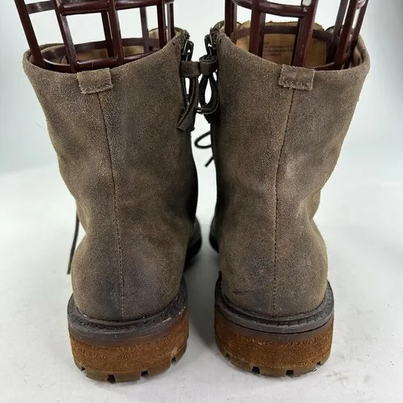 Sofft Lilia Women's Olive Suede Lace-Up Boot US 10 M Side Zip Combat Ankle Boots