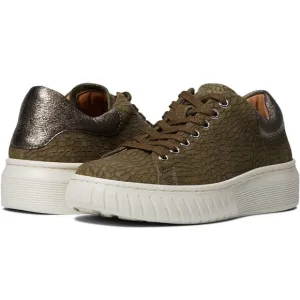 Sofft Parkyn Platform Snakeskin Print Leather Sneakers Women’s 8 Olive Green