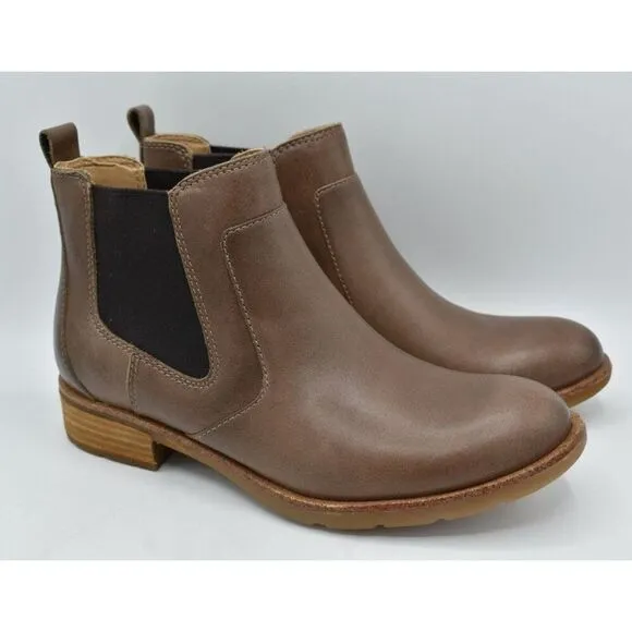 Sofft Womens Size 7.5 Brayton Mist Grey Brown Leather Chelsea Boots Shoes