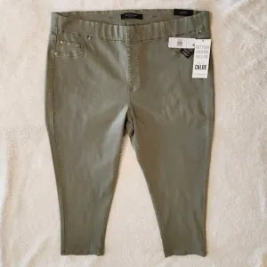 Soft Olive Sage Color Liverpool Pull On Stretch Cropped  22W