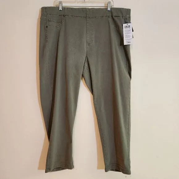 Soft Olive Sage Color Liverpool Pull On Stretch Cropped  22W