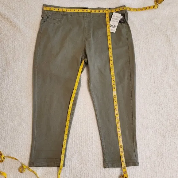Soft Olive Sage Color Liverpool Pull On Stretch Cropped  22W